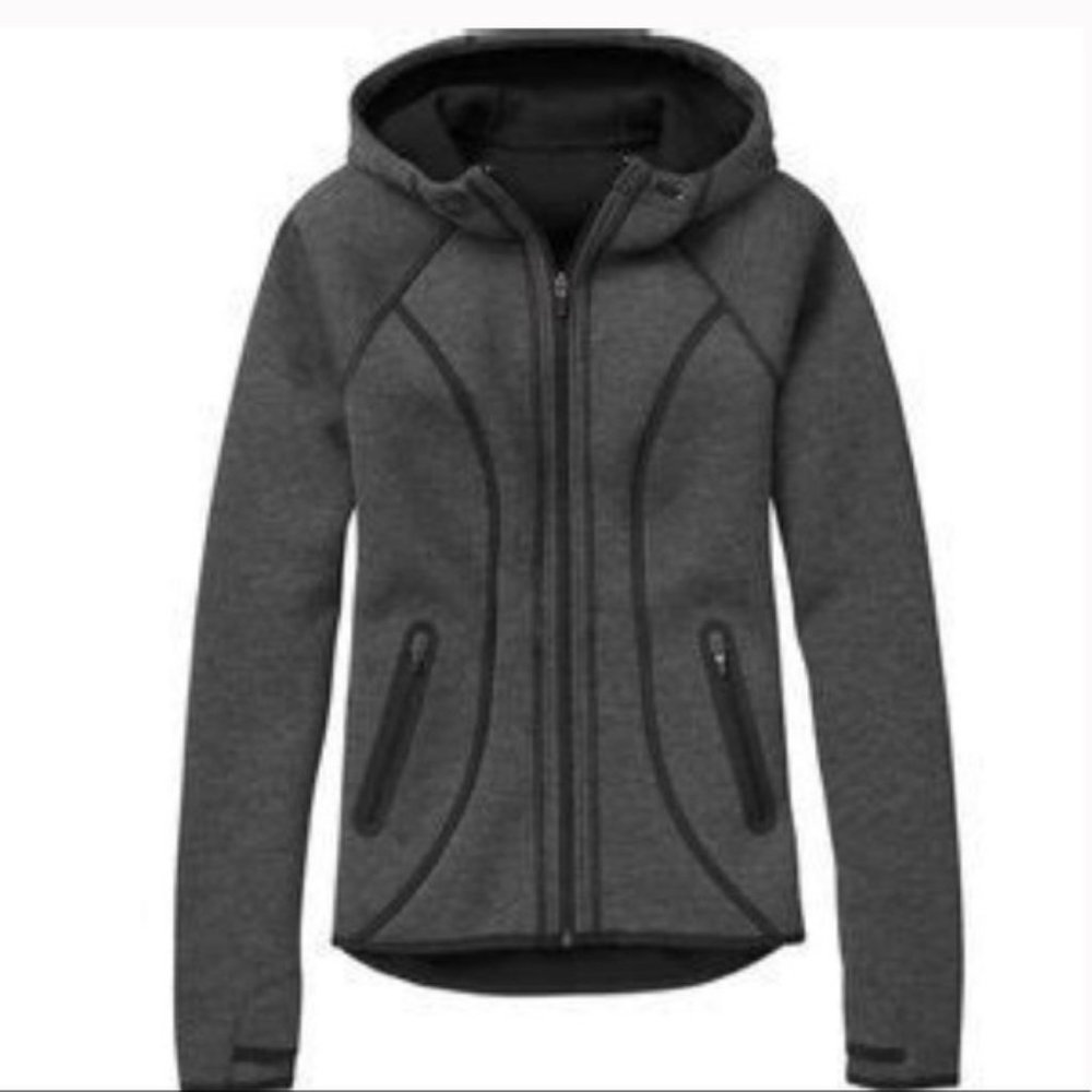 Athleta Fuse Hoodie Thumb Hole Charcoal Gray